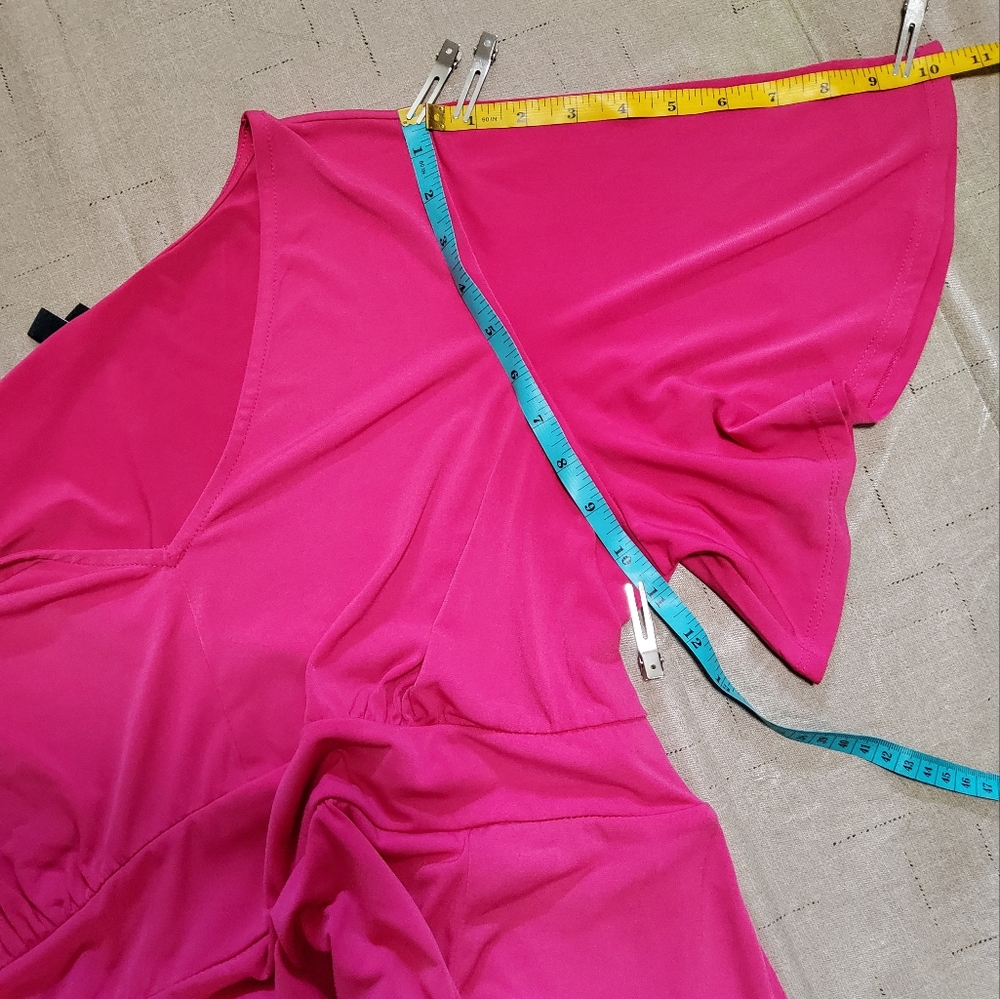 Torrid Stretch Solid Pink Short Flare Sleeve Shif… - image 6